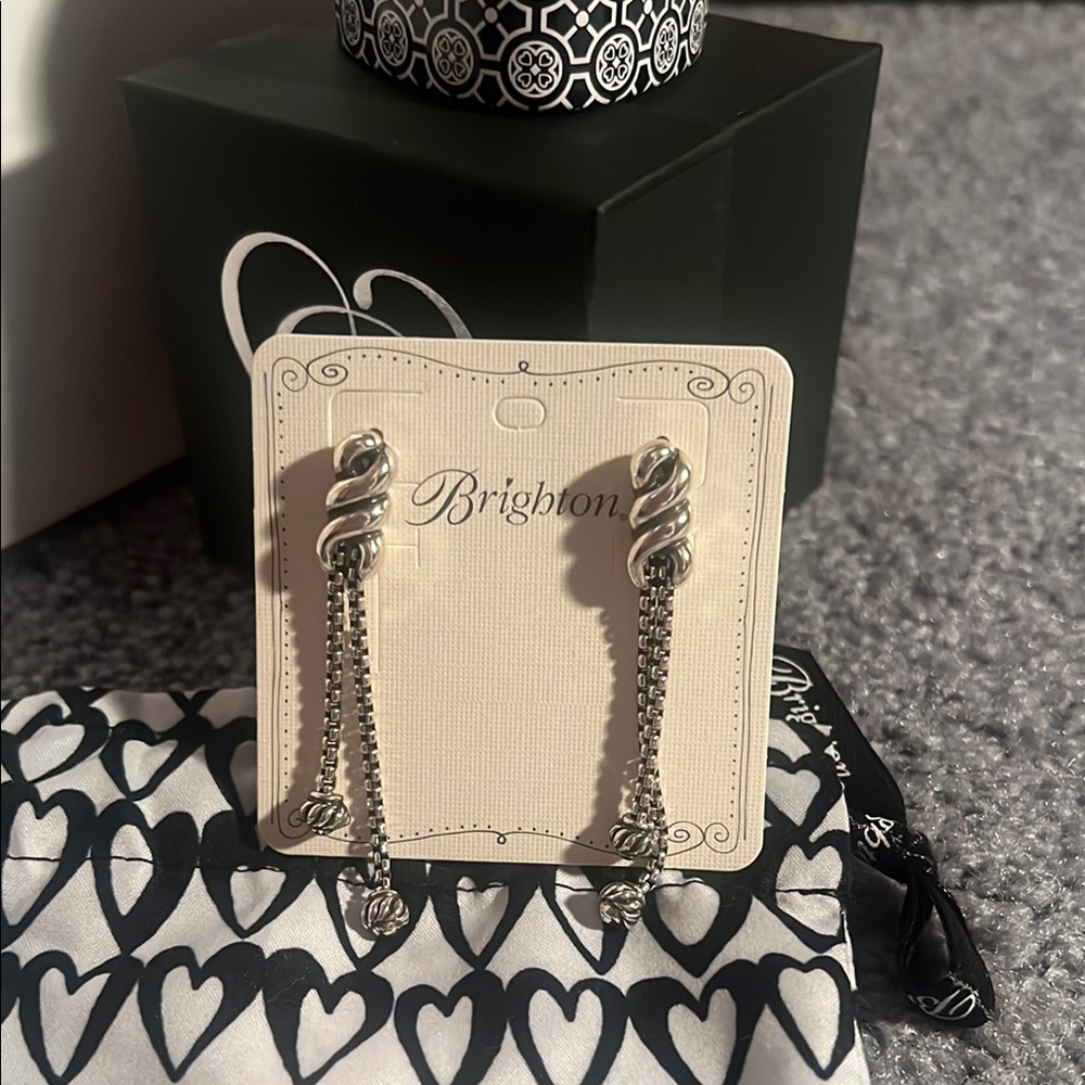 Brighton Interlok Twist Silver Chain Earrings